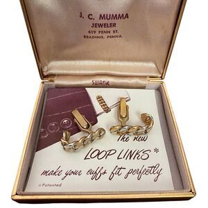 Vintage Swank Cufflinks Loop Links Gold Tone Silvertone  MCM Mad Men Office